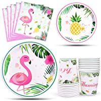 WERNNSAI Juego de Vajilla Flamenco - Luau Suministros de Fiesta Flamenco Platos Servilletas Papel Vasos de vajilla para…